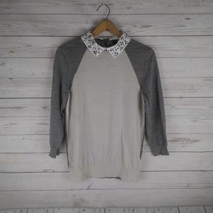 J.Crew Grey 3/4 sleeve removable collar